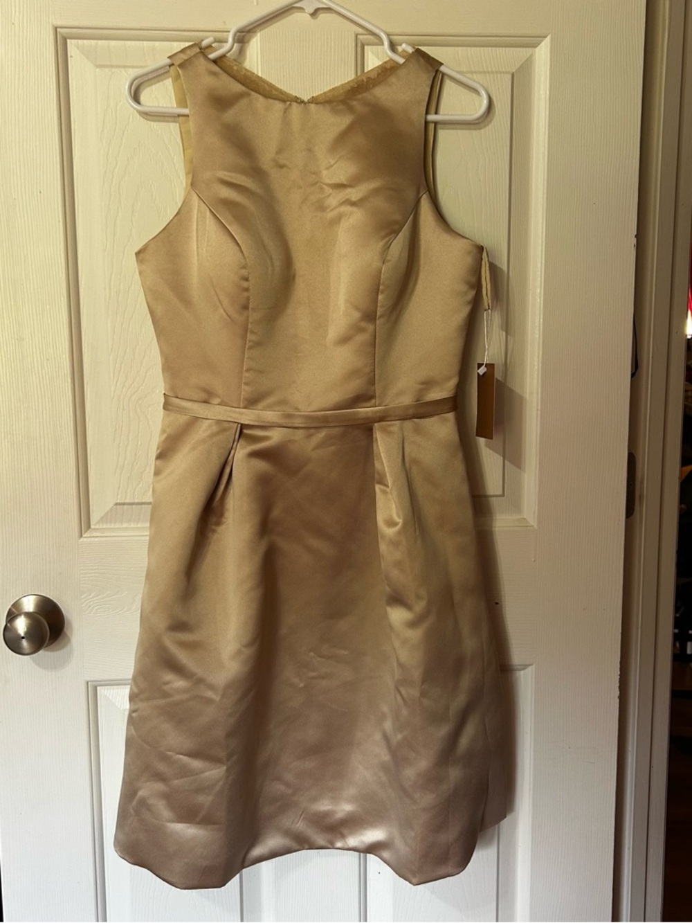 Misaac Formal Midi Dress Satin & Lace Back Fitted Bodice Flare Skirt Small NWT